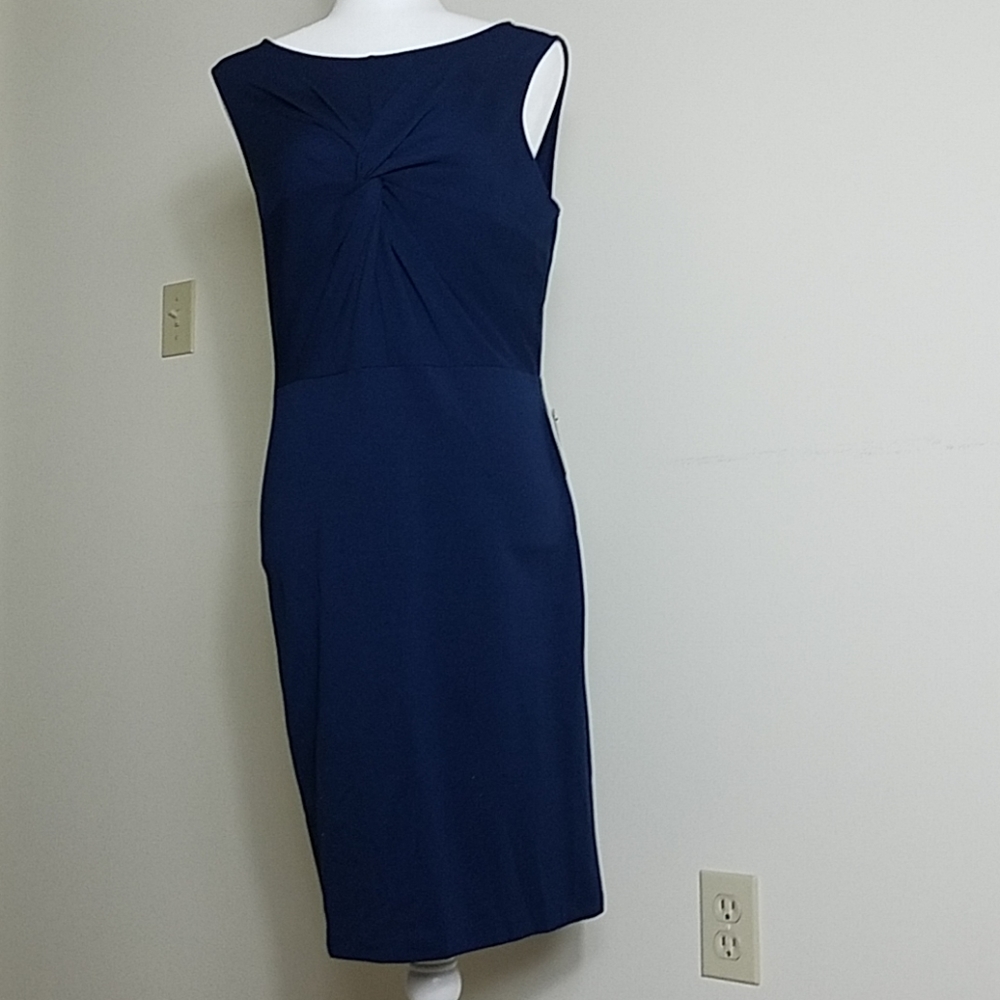 Express navy blue knot front sleeveless dr…